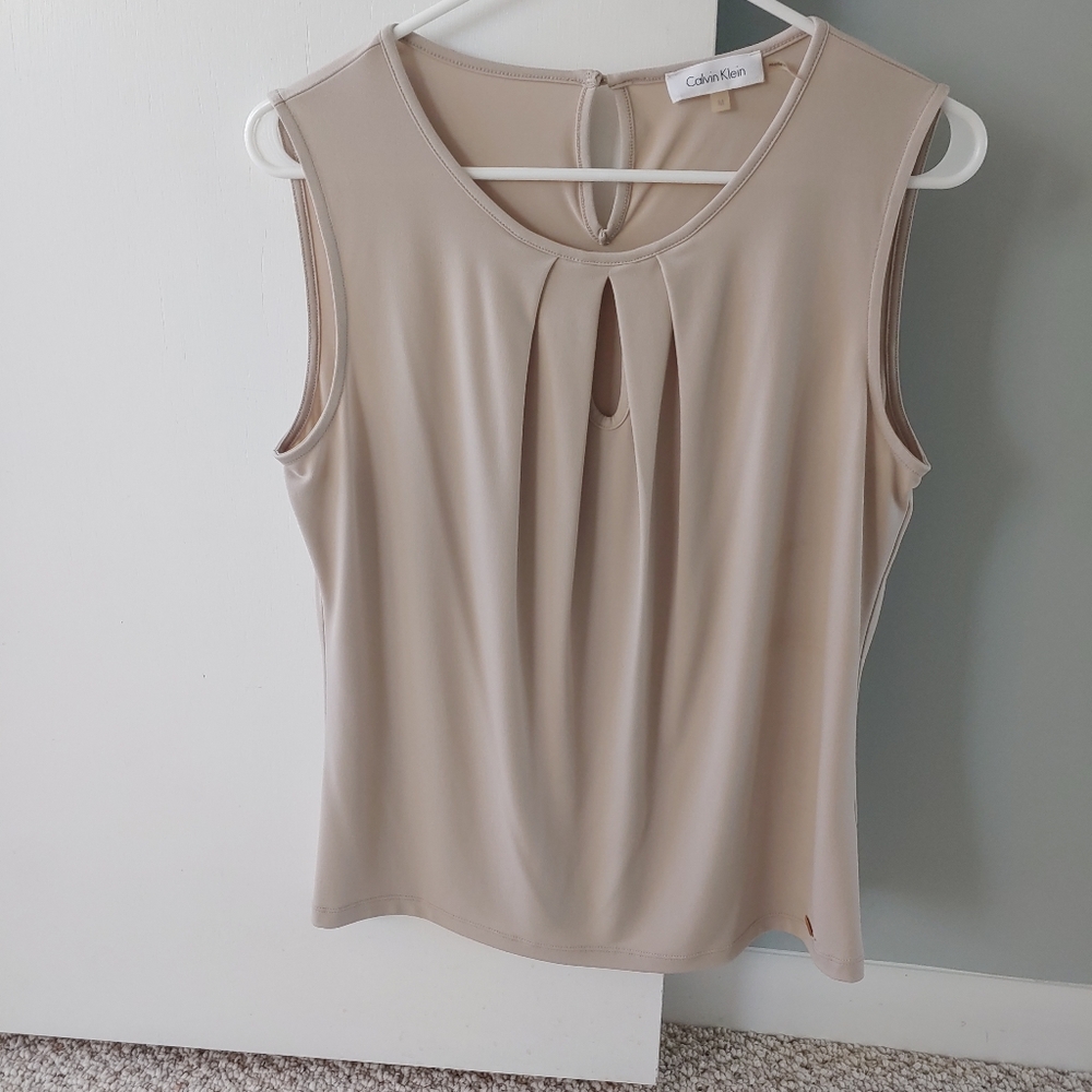 Calvin Klein sleeveless tan dress top